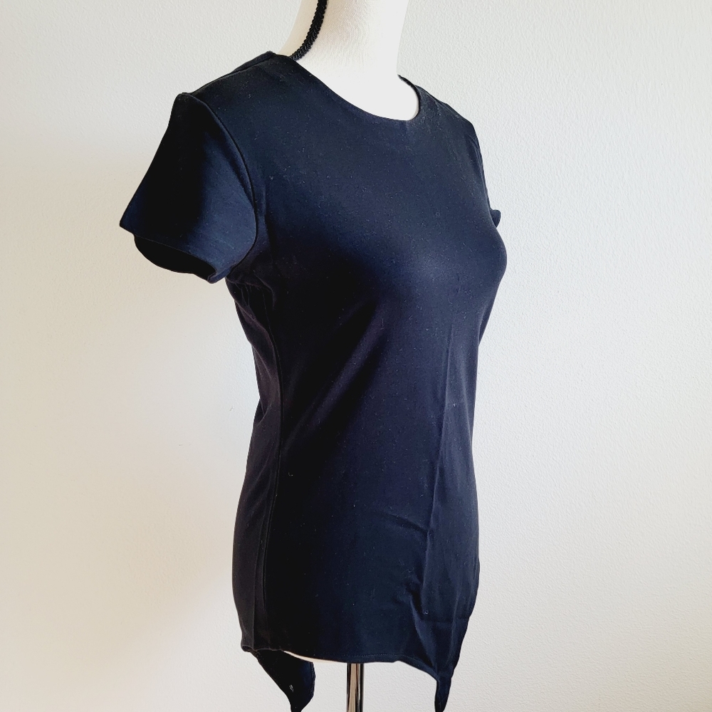 NWOT Reserved Black Short Cap Sleeve Soft Stretchy T-Shirt Bodysuit Sz Large